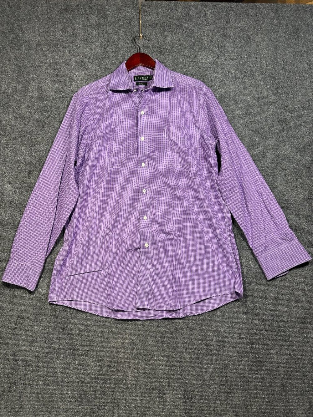 Lauren Ralph Lauren Shirt Mens 16.5 Slim Fit Non Iron Purple Button Up Pocket